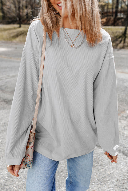 Chestnut Ribbed Corduroy Oversized Sweatshirt