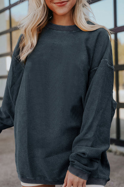 Chestnut Ribbed Corduroy Oversized Sweatshirt