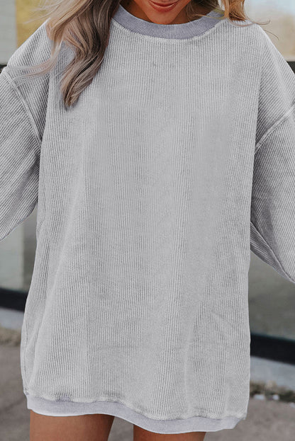 Chestnut Ribbed Corduroy Oversized Sweatshirt