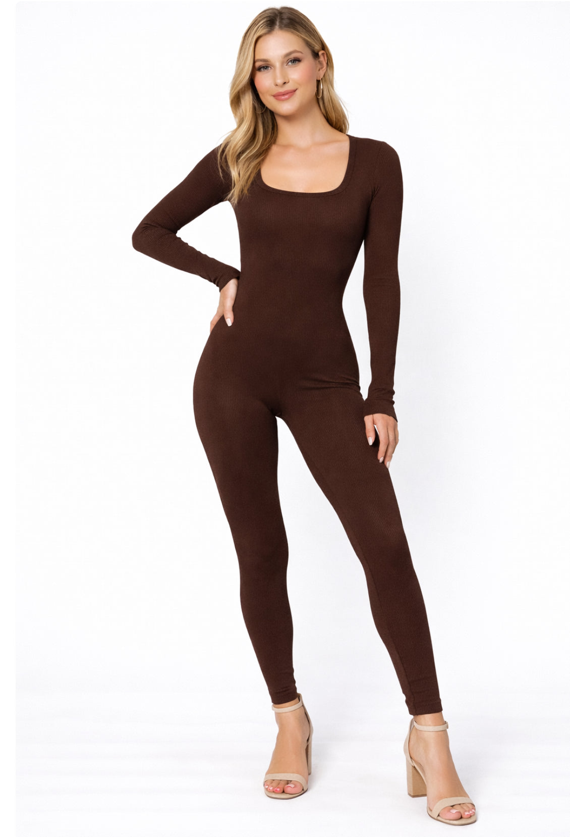 Curve Hugger Ribbed Jumpsuit