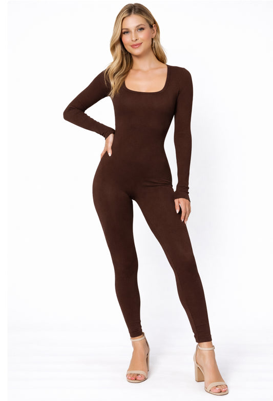 Curve Hugger Ribbed Jumpsuit
