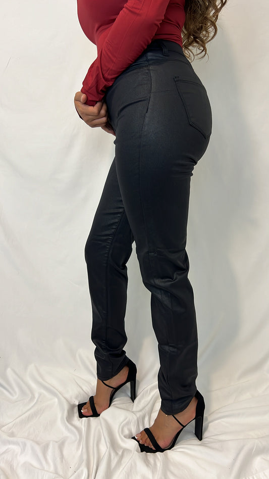 Pretty In Black Leathery Jeans