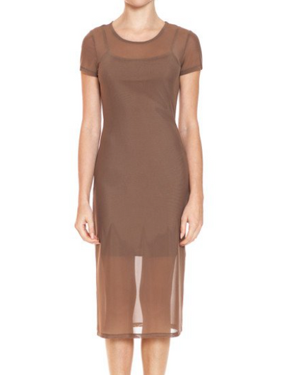 Mesh Round Neck Mini Dress