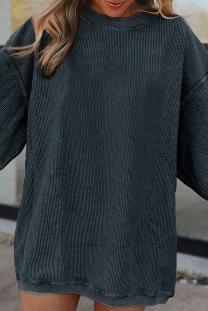 Chestnut Ribbed Corduroy Oversized Sweatshirt